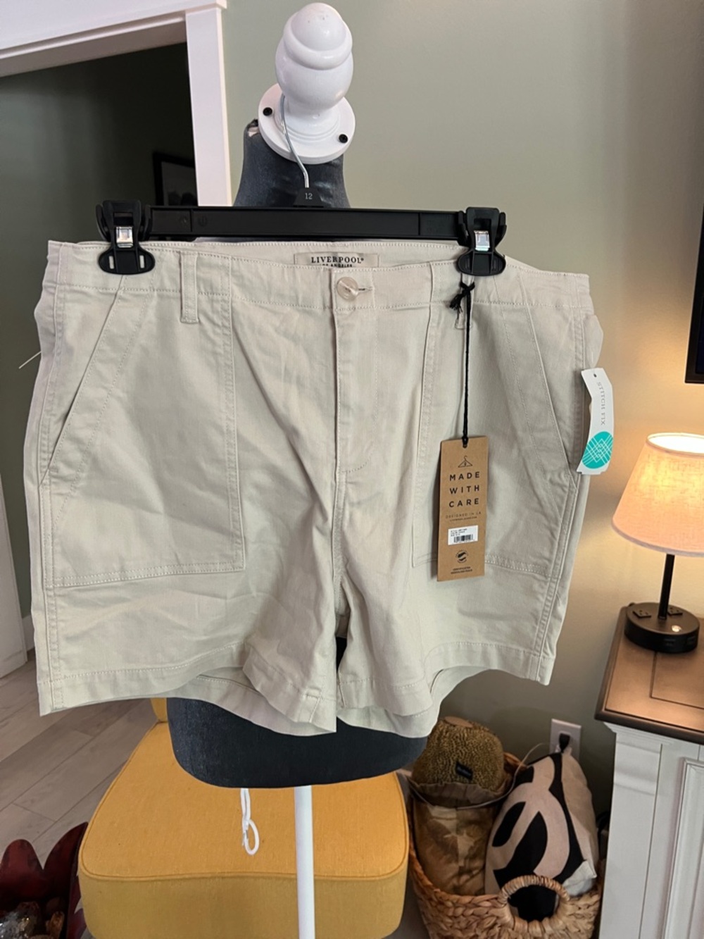 Liverpool women’s Flat Front Shorts in Light Beige